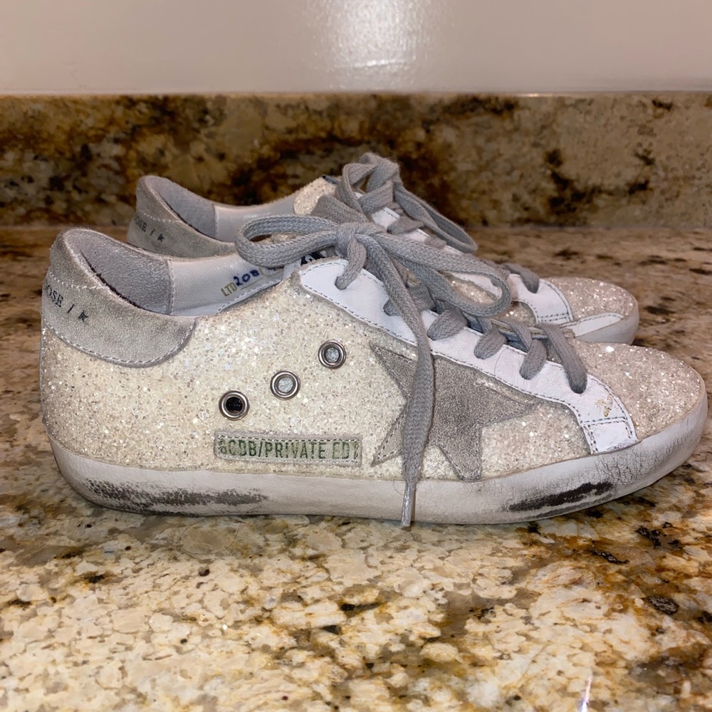 Women’s Golden Goose glitter/suede sneakers